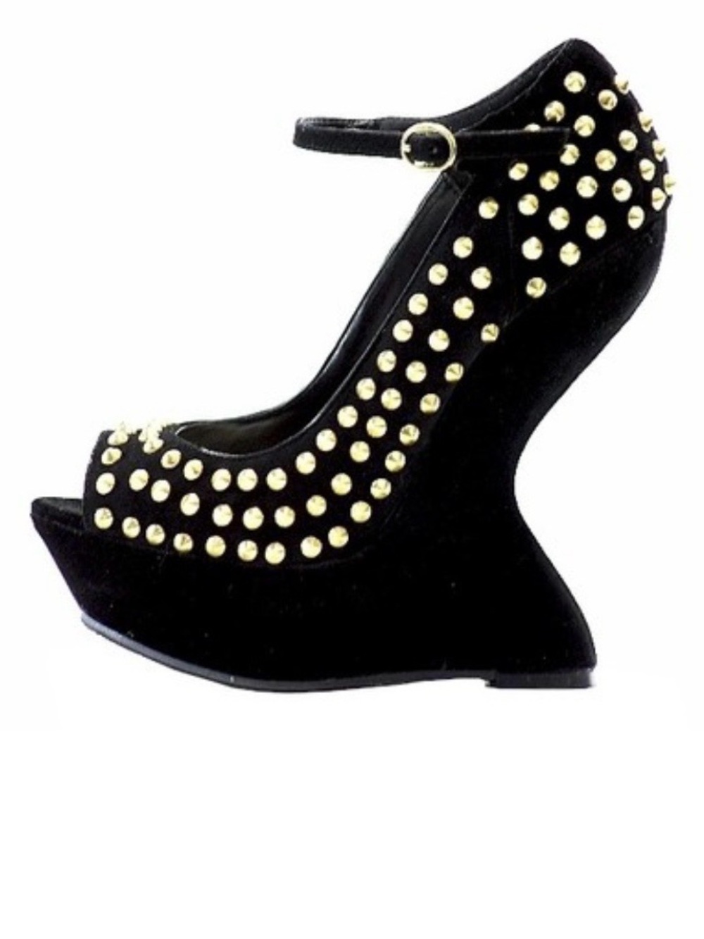 Steve Madden “Gammblee” Black Multi Studded Wedge